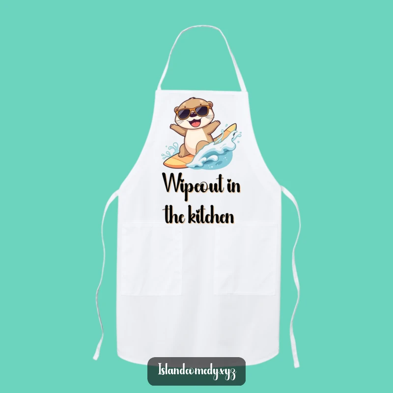 Funny Otter Surfing Apron: Grill Master or Kitchen Wave Rider