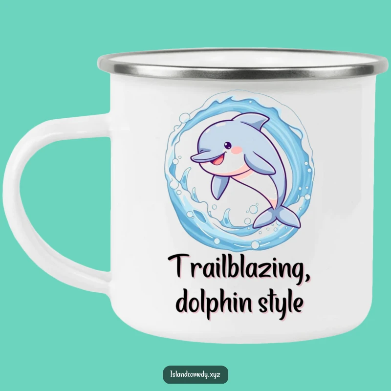 Funny Dolphin Wave Camping Mug: Hilarious Outdoor Adventure Sip