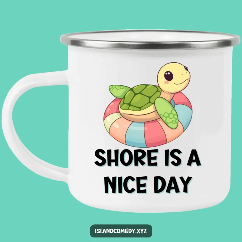 Funny Sea Turtle Inner Tube Camping Mug: Hilarious Outdoor Adventure Gear