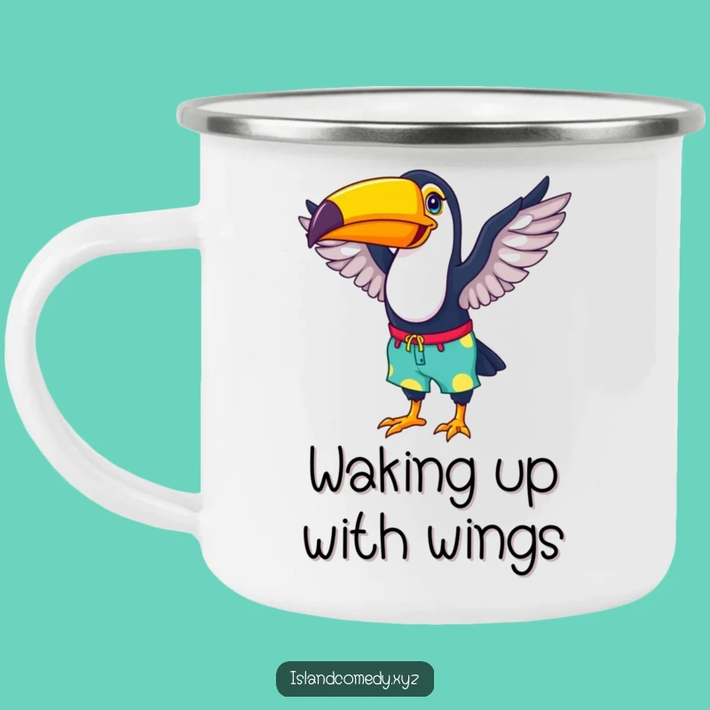 Funny Toucan Beach Camping Mug: Tropical Adventure Fuel