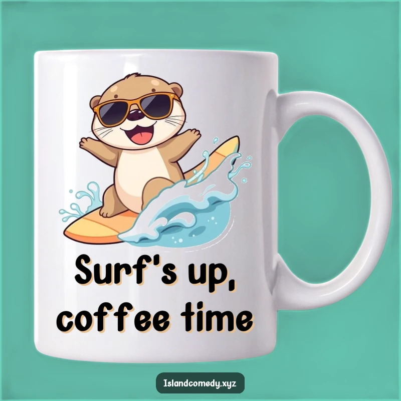 Funny Otter Surfing Mug: Cool Beach Gift for Ocean Lovers and Fun-Seekers