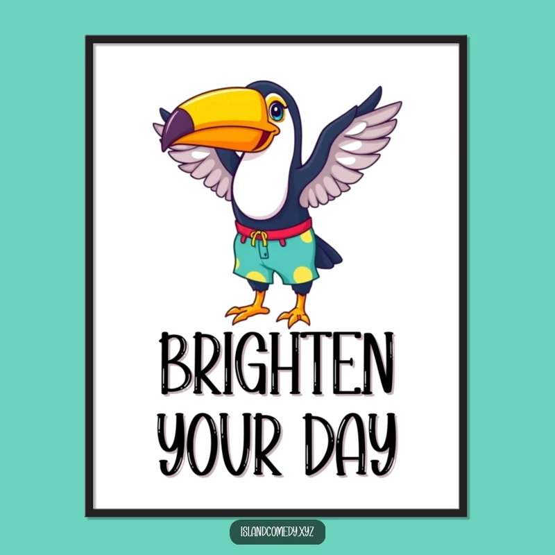 Funny Toucan Beach Digital Print: Instant Tropical Vibes for Your Walls