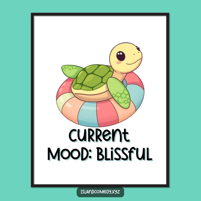 Funny Sea Turtle Inner Tube Digital Art: Hilarious Beach Wall Decor & Gift