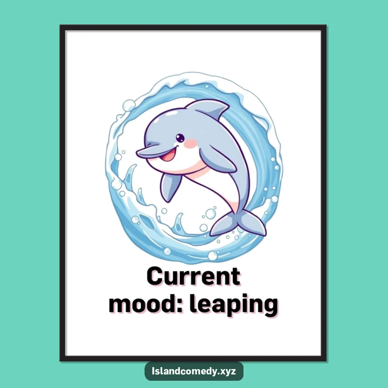 Funny Dolphin Wave Digital Art: Hilarious Ocean Wall Decor & Gift