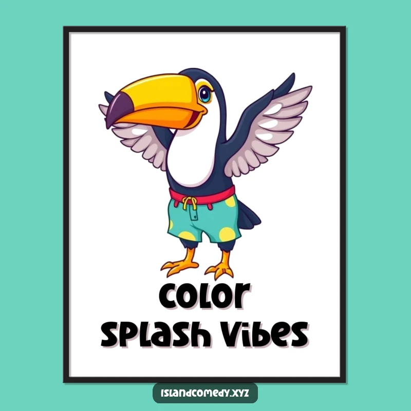 Funny Toucan Beach Poster: Bring Tropical Fun to Your Walls