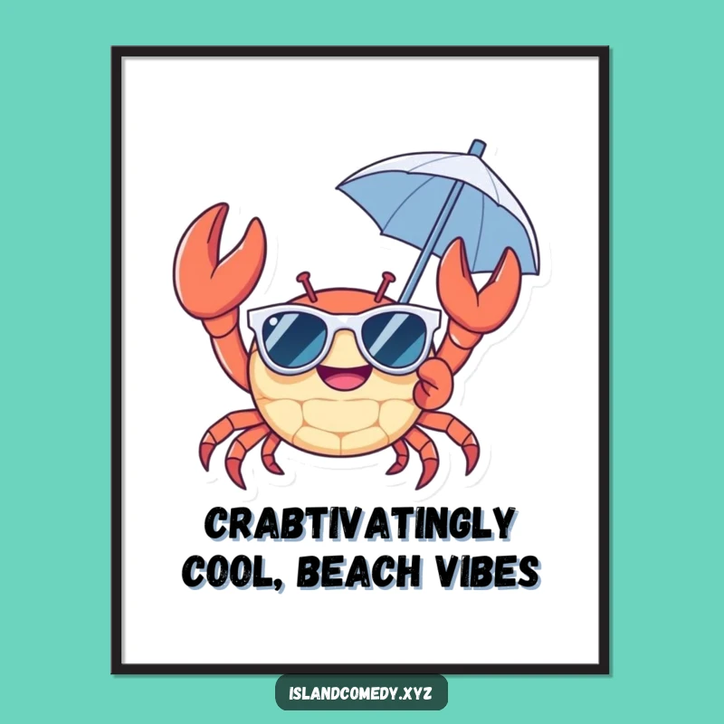 Free Printable Wall Art: Cool Crab Vacation Decor Downloadable Art