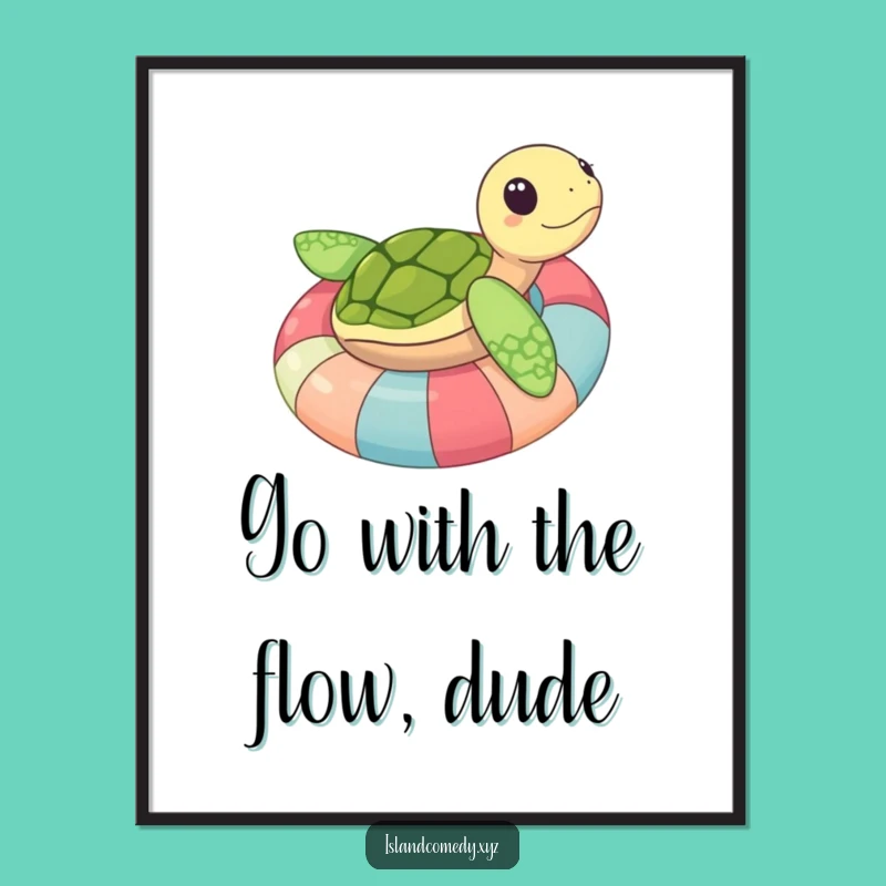 Free Printable Wall Art: Fun Sea Turtle Inner Tube - Tropical Vibe Download