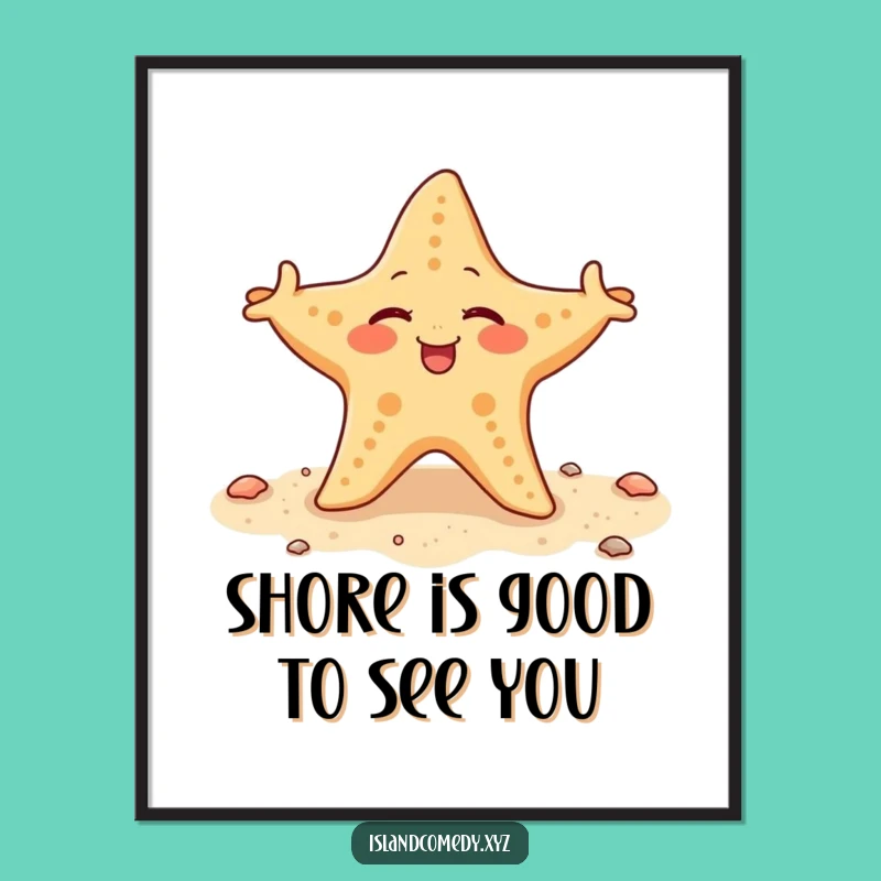 Free Printable Wall Art: Winking Starfish Shore - Coastal Humour Download