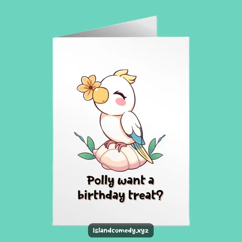 Free Printable Birthday Card: Giggling Parrot Flower - Tropical Fun Download