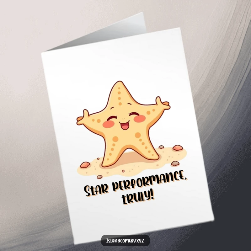 Funny Free Printable Congratulations Card showing a winking starfish wiggling its arms, celebrating a milestone.